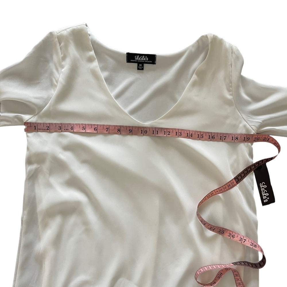 Lulus Guest of Honor White Flounce Sleeve Shift Dress Womens Medium NWT - Picture 8 of 10